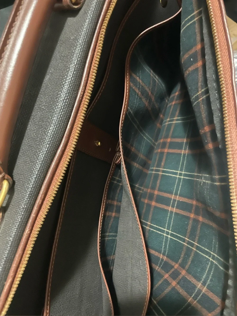 Dunhill Black Suite Case with Brown Leather Trim and Gold Hardware